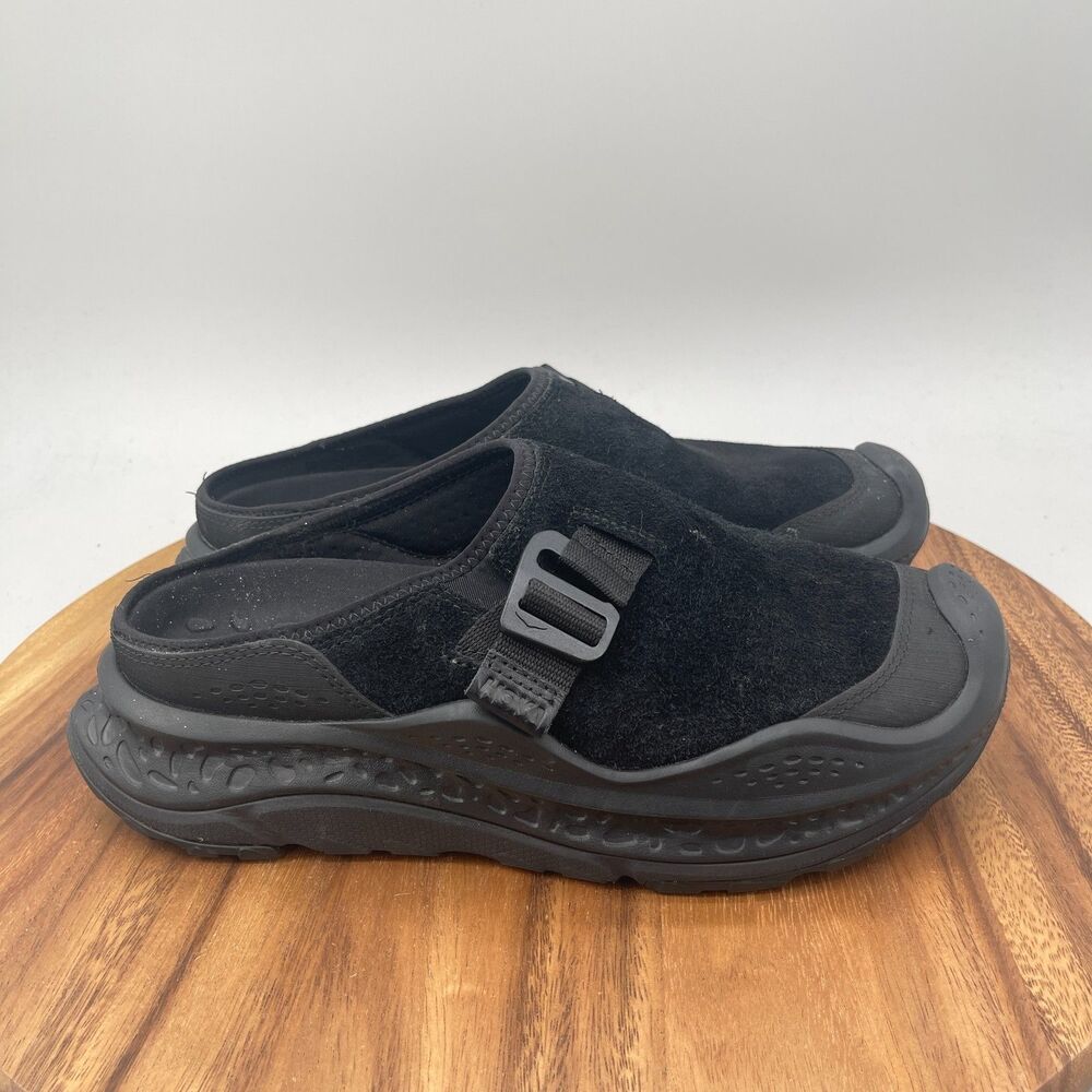 Hoka Ora Primo EXT Mules Mens Size 9.5 Black Suede Slip On Recovery Casual Shoes